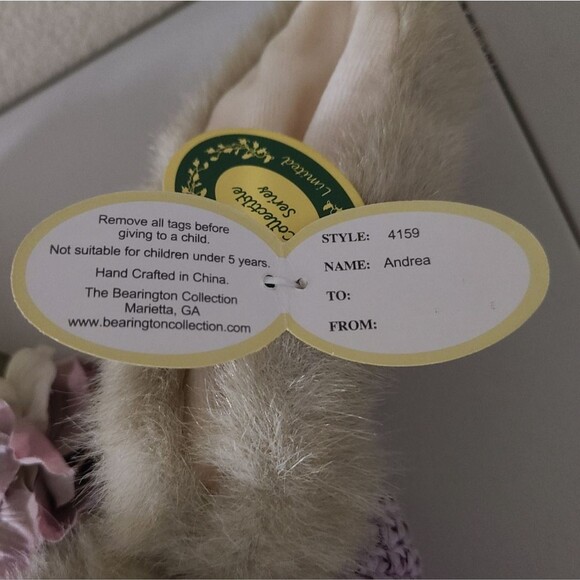 NWT vintage the bearington collection bunny rabbit andrea #4159 plush retired - Picture 7 of 8